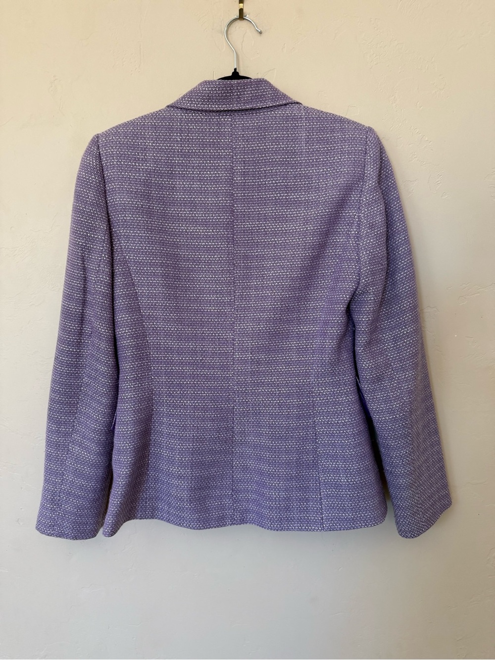 Lavender Tweed Blazer Jacket Purple Office Career Quiet Luxury Chic - Picture 10 of 10
